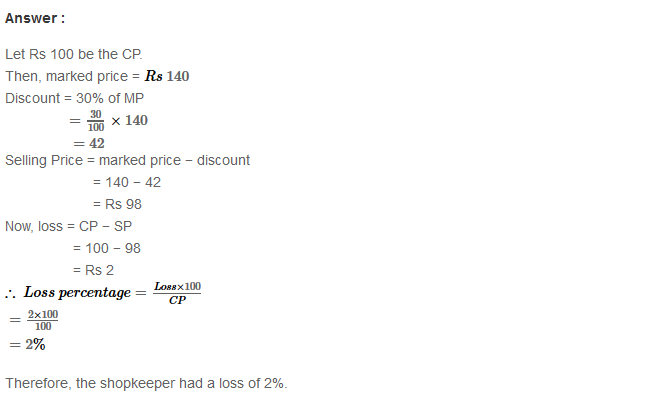 RS Aggarwal Solutions for Class 8 Maths Chapter 10–Profit and Loss Ex 10B Q7
