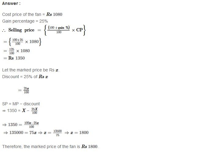 RS Aggarwal Solutions for Class 8 Maths Chapter 10–Profit and Loss Ex 10B Q8