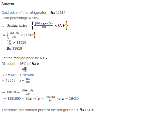 RS Aggarwal Solutions for Class 8 Maths Chapter 10–Profit and Loss Ex 10B Q9
