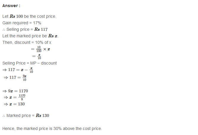 RS Aggarwal Solutions for Class 8 Maths Chapter 10–Profit and Loss Ex 10B Q11