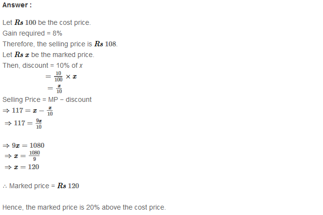 RS Aggarwal Solutions for Class 8 Maths Chapter 10–Profit and Loss Ex 10B Q12