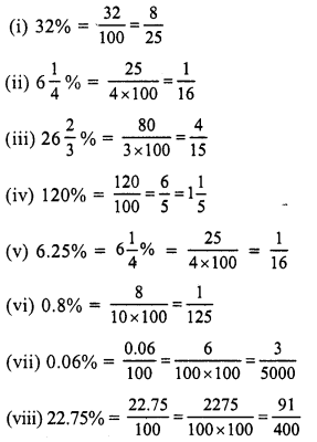 RS Aggarwal Solutions for Class 7 Maths Chapter 10–Percentage Ex 10A Question 2