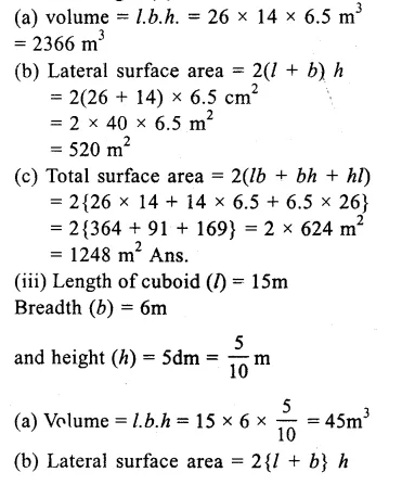 RS Aggarwal Solutions for Class 9 Maths Chapter 13–Volume and Surface Area Ex 13A Question 1