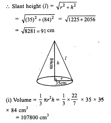 RS Aggarwal Solutions for Class 9 Maths Chapter 13–Volume and Surface Area Ex 13C Question 1