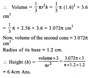RS Aggarwal Solutions for Class 9 Maths Chapter 13–Volume and Surface Area Ex 13C Question 9