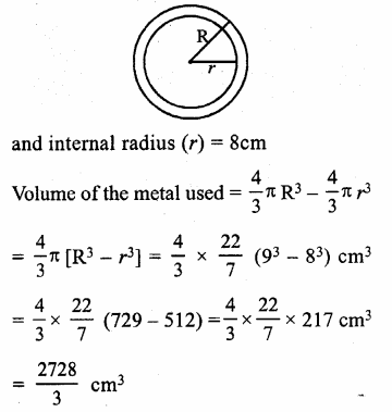RS Aggarwal Solutions for Class 9 Maths Chapter 13–Volume and Surface Area Ex 13D Question 23