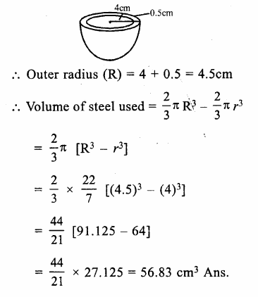 RS Aggarwal Solutions for Class 9 Maths Chapter 13–Volume and Surface Area Ex 13D Question 24