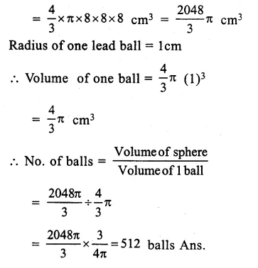 RS Aggarwal Solutions for Class 9 Maths Chapter 13–Volume and Surface Area Ex 13D Question 8