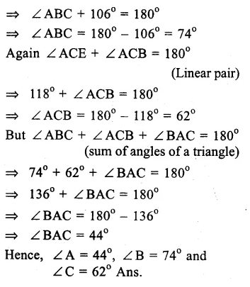 RS Aggarwal Solutions for Class 9 Maths Chapter 4–Lines and Triangles Ex 4A Question 16