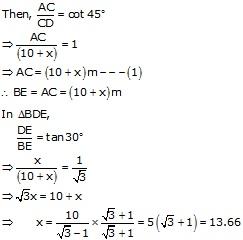 RS Aggarwal Solutions for Class 10 Maths Chapter 14–Height and Distance Exercise 14 Question 25