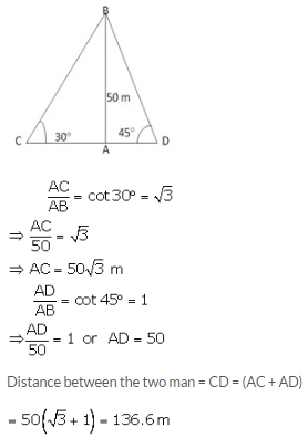 RS Aggarwal Solutions for Class 10 Maths Chapter 14–Height and Distance Exercise 14 Question 27