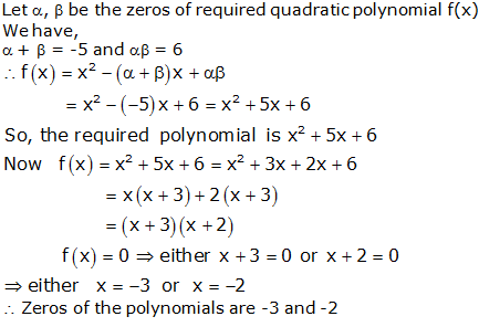 RS Aggarwal Solutions for Class 10 Maths Chapter 2–Polynomials Exercise 2A Question 13