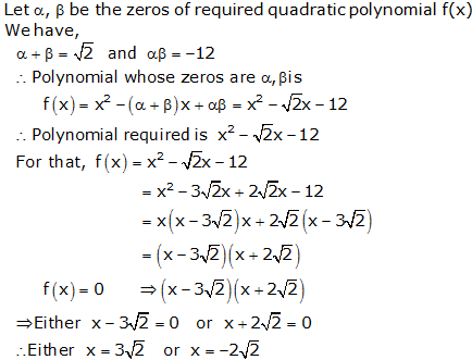 RS Aggarwal Solutions for Class 10 Maths Chapter 2–Polynomials Exercise 2A Question 16