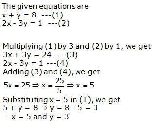 RS Aggarwal Solutions for Class 10 Maths Chapter 3–Linear Equations In Two Variables Exercise 3B Question 1