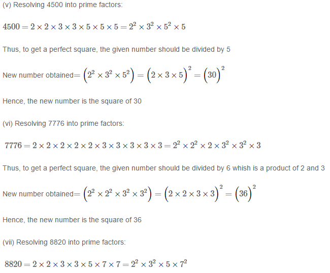 RS Aggarwal Solutions for Class 8 Maths Chapter 3–Squares and Square Roots Exercise 3A Q4