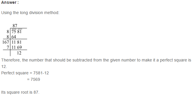 RS Aggarwal Solutions for Class 8 Maths Chapter 3–Squares and Square Roots Exercise 3E Q14