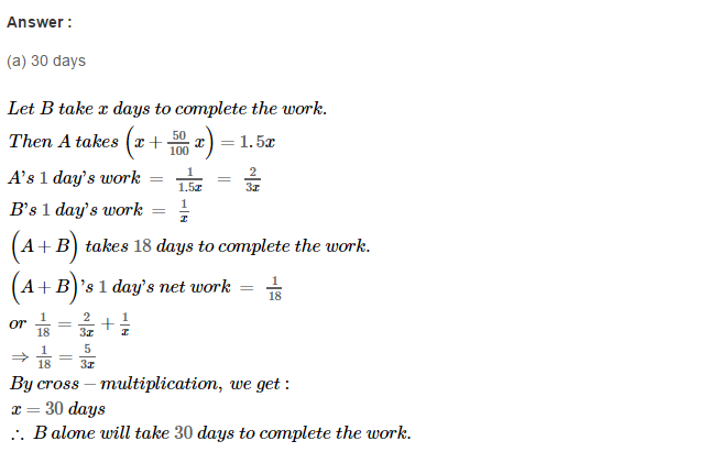RS Aggarwal Solutions for Class 8 Maths Chapter 13–Time and Work Ex 13B Q4