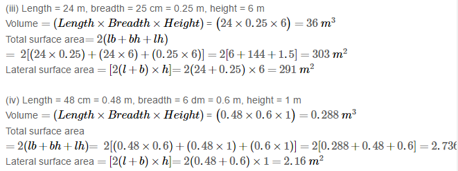 RS Aggarwal Solutions for Class 8 Maths Chapter 20–Volume and Surface Area of Solids Ex 20A Q1