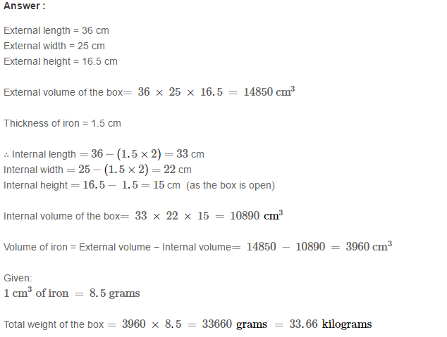 RS Aggarwal Solutions for Class 8 Maths Chapter 20–Volume and Surface Area of Solids Ex 20A Q21
