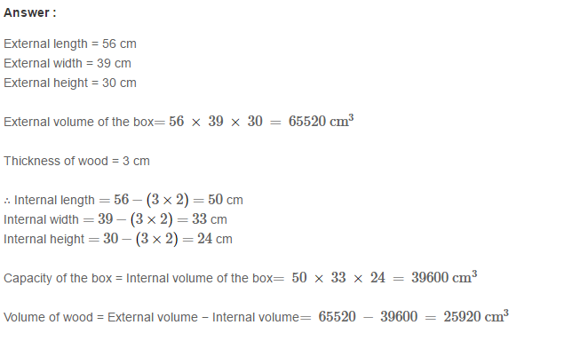 RS Aggarwal Solutions for Class 8 Maths Chapter 20–Volume and Surface Area of Solids Ex 20A Q22