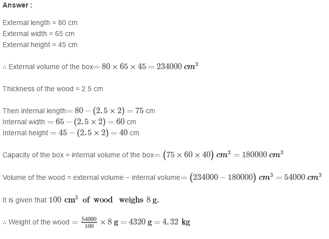RS Aggarwal Solutions for Class 8 Maths Chapter 20–Volume and Surface Area of Solids Ex 20A Q24