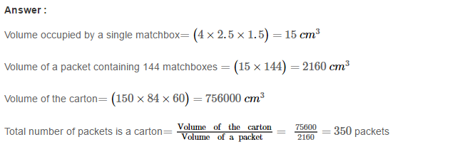 RS Aggarwal Solutions for Class 8 Maths Chapter 20–Volume and Surface Area of Solids Ex 20A Q7