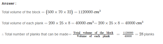 RS Aggarwal Solutions for Class 8 Maths Chapter 20–Volume and Surface Area of Solids Ex 20A Q8