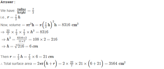 RS Aggarwal Solutions for Class 8 Maths Chapter 20–Volume and Surface Area of Solids Ex 20B Q10