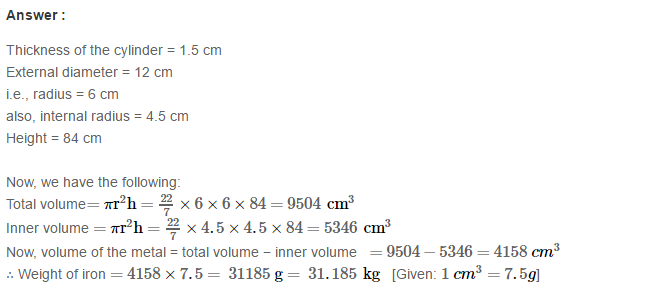 RS Aggarwal Solutions for Class 8 Maths Chapter 20–Volume and Surface Area of Solids Ex 20B Q20