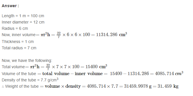 RS Aggarwal Solutions for Class 8 Maths Chapter 20–Volume and Surface Area of Solids Ex 20B Q21