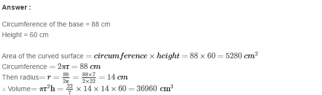 RS Aggarwal Solutions for Class 8 Maths Chapter 20–Volume and Surface Area of Solids Ex 20B Q7