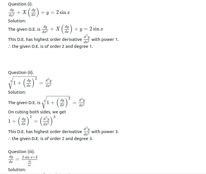 Maharashtra Board Solutions Class 12-Arts & Science Maths (Part 2): Chapter 6- Differential Equations Ex 6.1