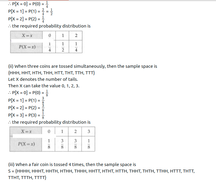 Maharashtra Board Solutions Class 12-Arts & Science Maths (Part 2): Chapter 7- Probability Distributions Ex 7.1
