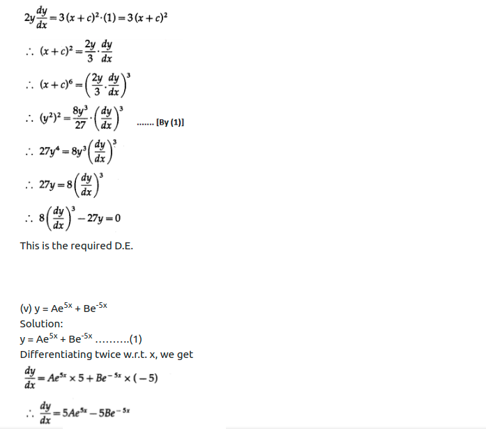 Maharashtra Board Solutions Class 12-Arts & Science Maths (Part 2): Chapter 6- Differential Equations Ex 6.2