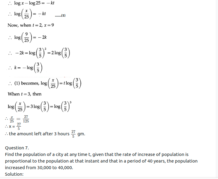 Maharashtra Board Solutions Class 12-Arts & Science Maths (Part 2): Chapter 6- Differential Equations Ex 6.6
