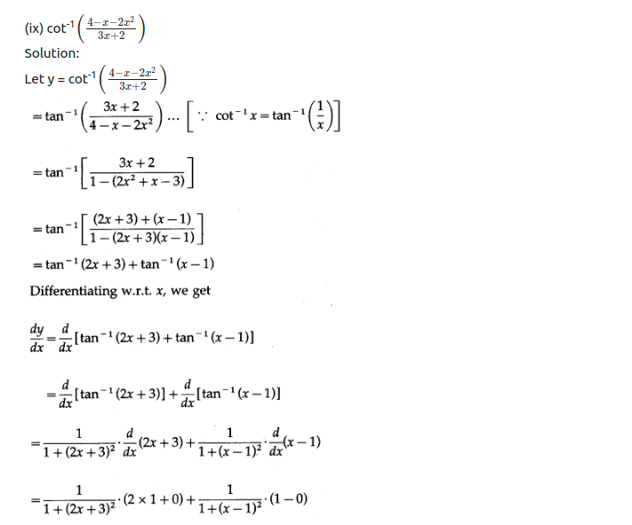 Maharashtra Board Solutions Class 12-Arts & Science Maths (Part 2): Chapter 1- Differentiation Ex 1.2