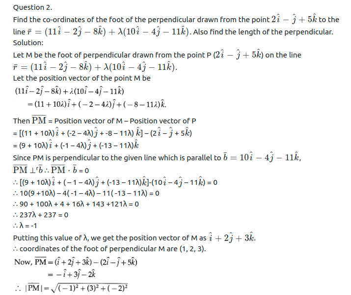 Maharashtra Board Solutions Class 12-Arts & Science Maths (Part 1): Chapter 6- Line and Plane Ex 6.2