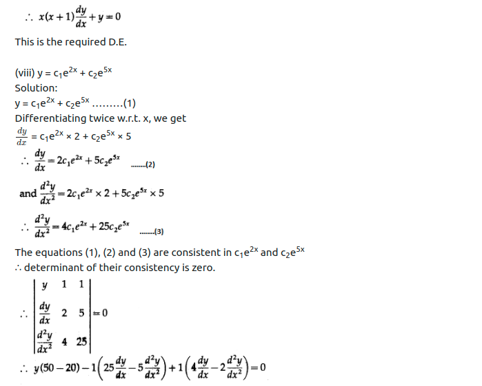 Maharashtra Board Solutions Class 12-Arts & Science Maths (Part 2): Chapter 6- Differential Equations Ex 6.2