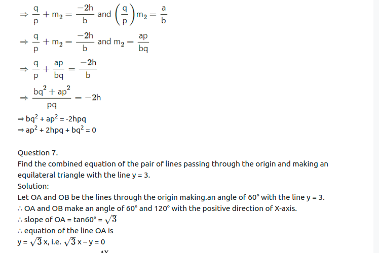Maharashtra Board Solutions Class 12-Arts & Science Maths (Part 1): Chapter 4- Pair of Straight Lines Ex 4.1