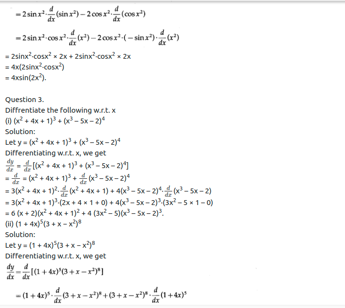 Maharashtra Board Solutions Class 12-Arts & Science Maths (Part 2): Chapter 1- Differentiation Ex 1.1