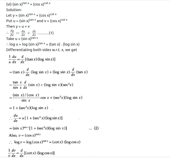 Maharashtra Board Solutions Class 12-Arts & Science Maths (Part 2): Chapter 1- Differentiation Ex 1.3