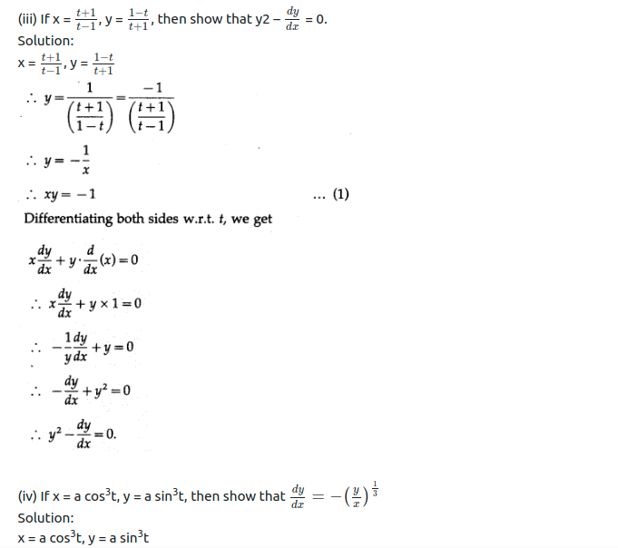 Maharashtra Board Solutions Class 12-Arts & Science Maths (Part 2): Chapter 1- Differentiation Ex 1.4