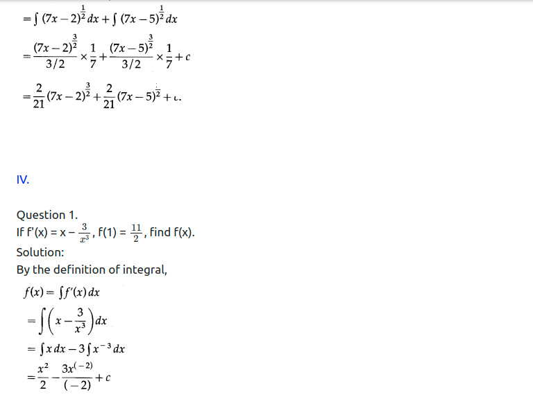 Maharashtra Board Solutions Class 12-Arts & Science Maths (Part 2): Chapter 3- Indefinite Integration Ex 3.1