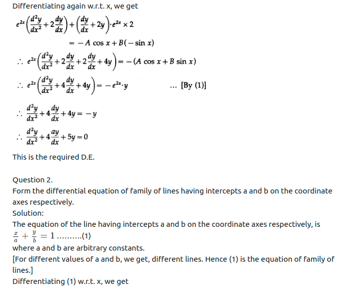 Maharashtra Board Solutions Class 12-Arts & Science Maths (Part 2): Chapter 6- Differential Equations Ex 6.2