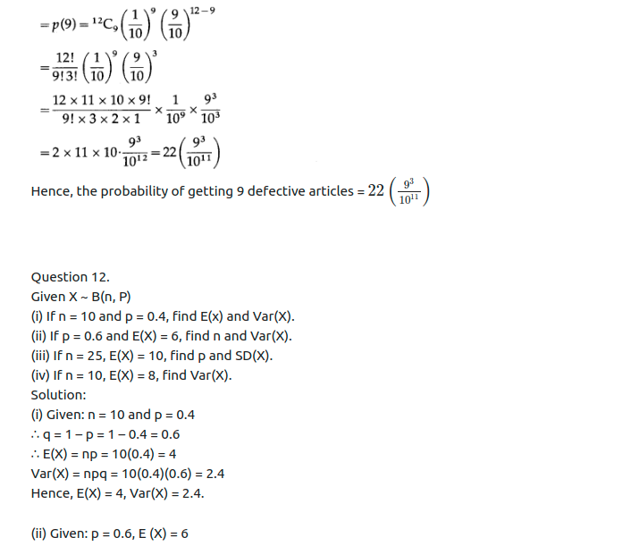 Maharashtra Board Solutions Class 12-Arts & Science Maths (Part 2): Chapter 8- Binomial Distribution Ex 8.1