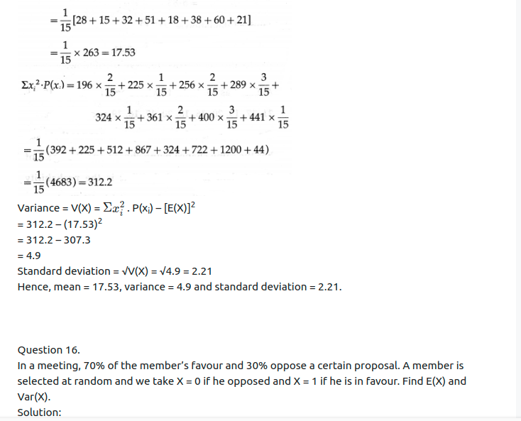Maharashtra Board Solutions Class 12-Arts & Science Maths (Part 2): Chapter 7- Probability Distributions Ex 7.1