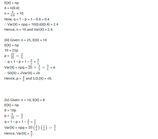 Maharashtra Board Solutions Class 12-Arts & Science Maths (Part 2): Chapter 8- Binomial Distribution Ex 8.1