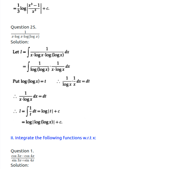 Maharashtra Board Solutions Class 12-Arts & Science Maths (Part 2): Chapter 3- Indefinite Integration Ex 3.2 (A)