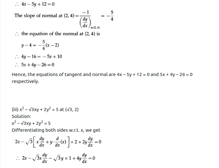 Maharashtra Board Solutions Class 12-Arts & Science Maths (Part 2): Chapter 2- Applications of Derivatives Ex 2.1