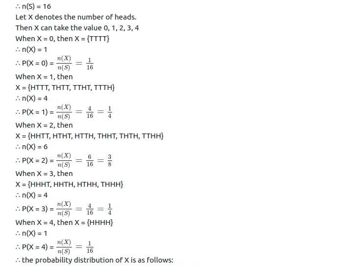 Maharashtra Board Solutions Class 12-Arts & Science Maths (Part 2): Chapter 7- Probability Distributions Ex 7.1